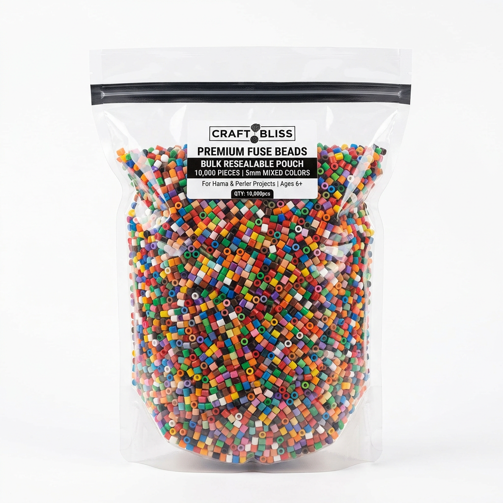 10000pcs bulk fuse beads resealable pouch - 5mm mixed colors for large projects